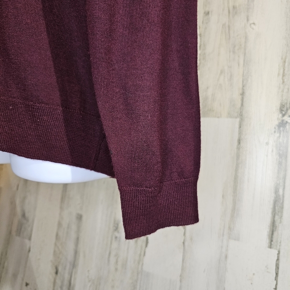 Club Room Men's Soft Red Merino Wool Sweater V-Neck Top Size M Italian Spun Yarn - Picture 4 of 9